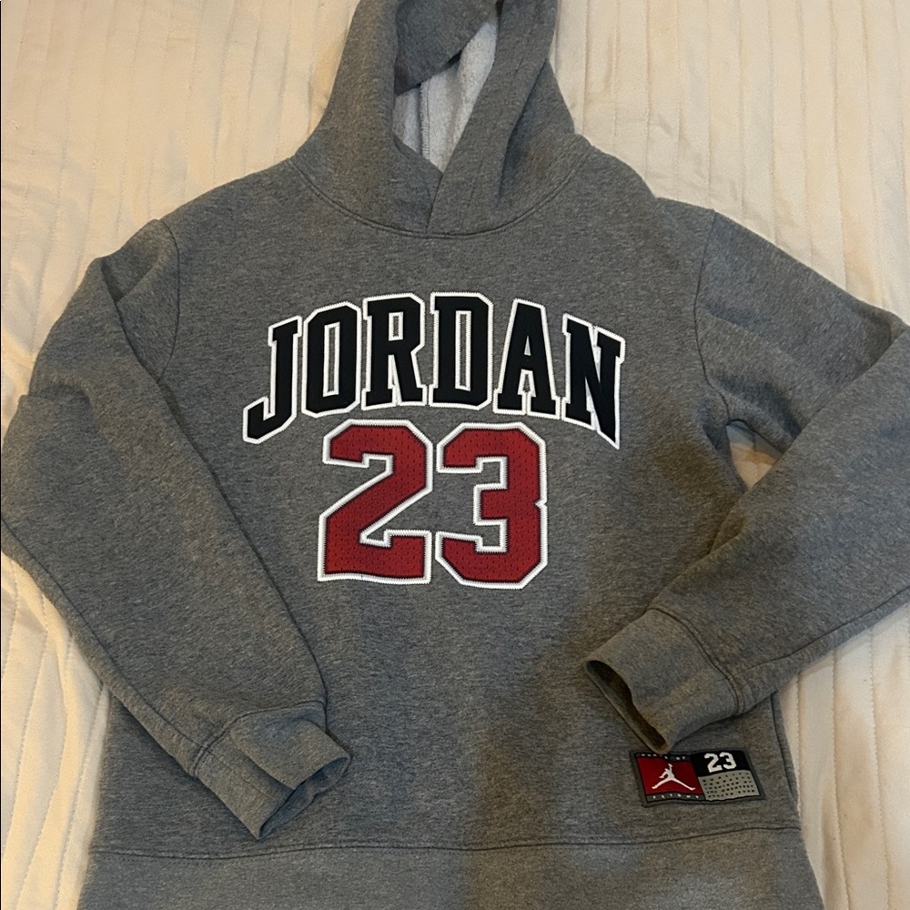 Jordan Men's Gray and Red Hoodie